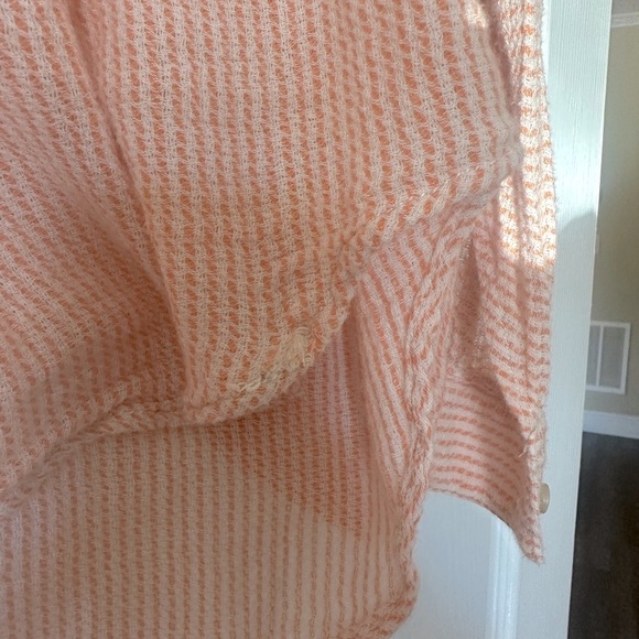 Free People loose fitting low v-neck top with cream and peach strips - Picture 4 of 6
